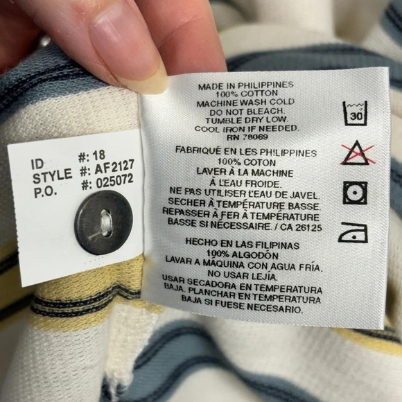 Ashworth Stripe Golf Polo Shirt XXL Cream Blue Striped Wairakei Embroidered - Picture 5 of 8